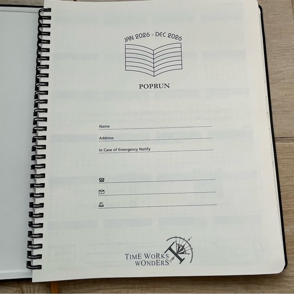 Poprun Softcover 2026 Weekly Monthly Planner Stationary Black Pebbled Academia - Picture 10 of 14